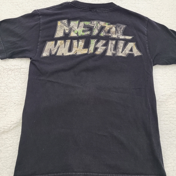 Metal Mulisha and Real Tree Colab Boys T Shirt Black and Camouflage Size Small - Picture 6 of 7